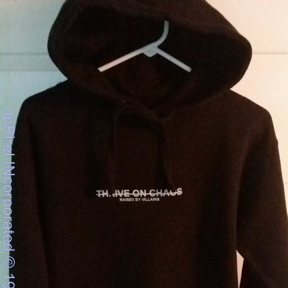 Rare "Thrive on Chaos", "This is a Brain"  Raised By Villains black hoodie